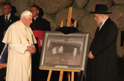 Camp Synagogue Replica of Felix Nussbaum s Artwork Presented to the Pope by Yehudit Shendar and Eliad Moreh-Rosenberg The origins of this work of art are found in an outline quickly sketched by Felix
