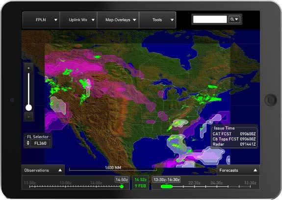 Reduced pilot workload by displaying meteorological phenomena in graphic format and localizing them spatially on a map allows the flight crew optimal weather insight. 2.