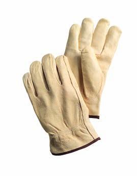 leather Grain Pigskin Gunn cut, keystone thumb. Bound hem. Sold by the dozen pair. Y0323 Sizes S, M, L, XL - $75.