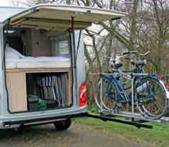 C-Star, designed for compact motorhomes The C-Star can carry up to two E-bikes (60 kg) and is fitted directly onto the chassis at knee height to avoid having to lift the heavy E-bikes high onto the
