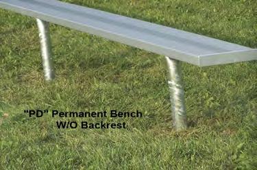 BENCH W/O BACK (GALVANIZED STEEL LEGS) BE-PI06 6' 63 4 $220 BE-PI08 8' 66 5 $235 BE-PI12 12' 87 8 $320 BE-PI15 15' 92 10 $345 BE-PI21 21' 141 14 $450