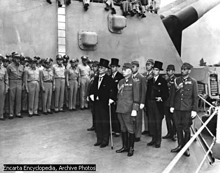 Japan Surrenders on U.S. Battleship Missouri Death toll for WWII 56 million.