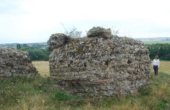 Fig 7. Tumbled bastion of the fort at Lympne. Fig 8.