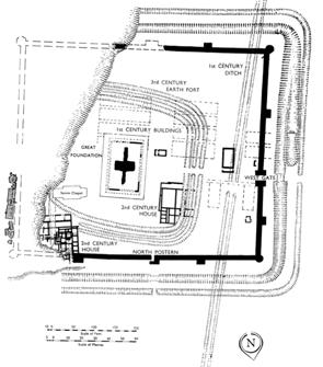 Plan of the complex Roman site of Richborough, showing
