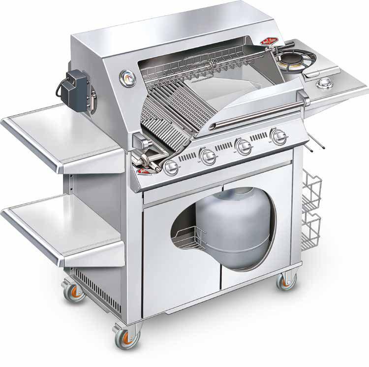 integrated convection roasting HooD In porcelain enamel or stainless steel. It s juicy-cooking. Removable. And has an on-board temperature gauge and warming rack.