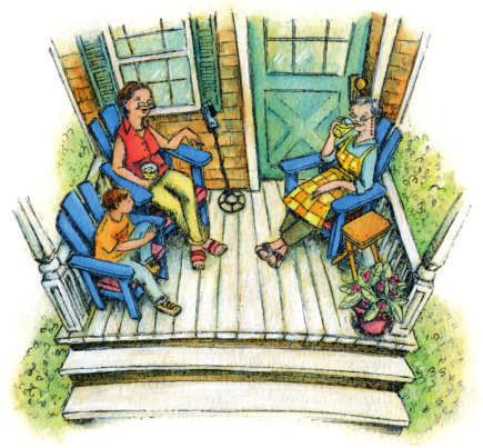 Joe had been bored earlier that day. Luckily, his grandmother had invited him over to visit. Now Joe was sitting with her on her porch and drinking lemonade. Grandma s neighbor, Ms.