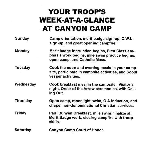 Additional information can be found online at www.canyoncampbsa.