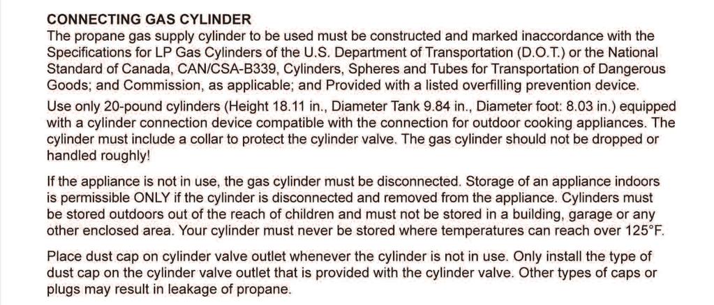 OPERATION INSTRUCTIONS FOR GAS BURNERS Use only 20-pound