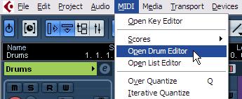 Drums. Mở cửa sổ này bằng cách vào menu MIDI Open Drum Editor. Các công cụ ở đây cũng tương tự như Key Editor vậy.