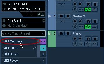 Trong bảng MIDI Modifiers ta chỉnh thông số của Transpose thành -2 nếu muốn dịch xuống một cung.