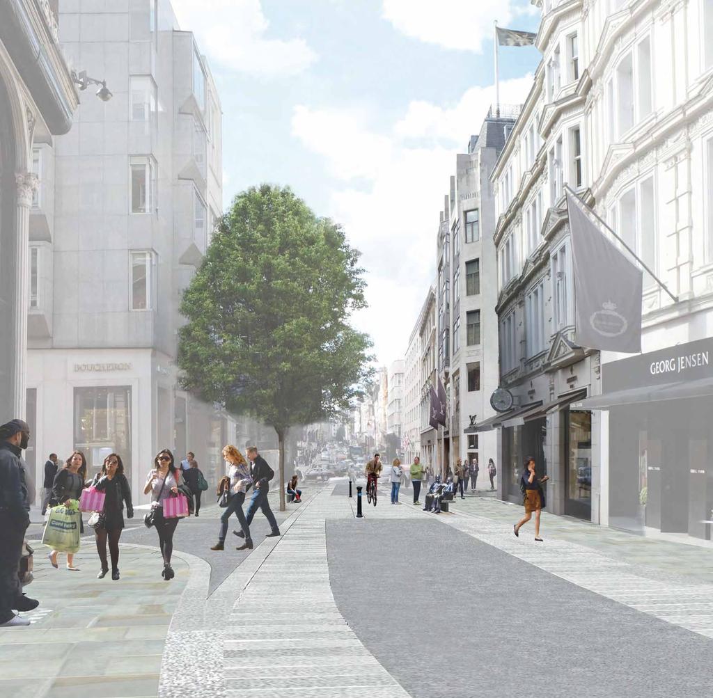 To achieve this, we are proposing: Keeping the features which make Bond Street special, such as the flags and the historic lighting columns New, better located