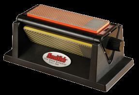 TRI6 6" TRI-HONE SHARPENING SYSTEM Easy stone rotation and identification Coarse, medium, and fine sharpening