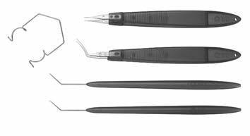 BD Visitec Strabismus Instruments 581471 Strabismus Scissors Curved, 27 mm blades. Overall length 104 mm. Used to cut ocular muscles. 581479 Strabismus Hook [Graefe] Straight, blunt tip.