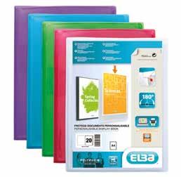 Folders & Display ooks Elba Polyvision Display ooks 4 Display ooks made from bright, flexible polypropylene material. Transparent pocket on front for customisation.