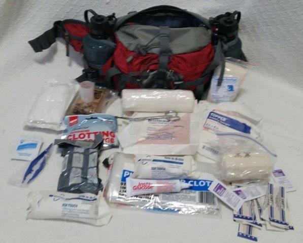 The waist pack is used exclusively for carrying first-aid and medical supplies.