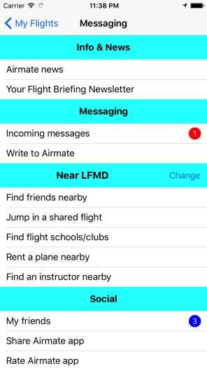 Community & Messaging Menu Introduction The Community & Messaging menu could be accessed from flight plans list, by clicking on the Community icon This menu provides access to social and messaging