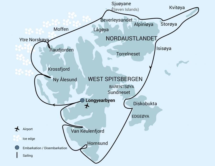 Around Spitsbergen - Kvitoya Full Spitsbergen Circumnavigation with a visit to Kvitøya Titel: Around Spitsbergen - Kvitoya Daten: 19 Aug - 28 Aug, 2019 Tripcode: Dauer: Schiff: Einschiffung: