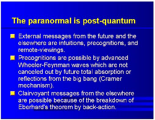 kvantna nedeterministička fizika, koja se bavi samo (100%) stvarima sličnim mislima, no još uvijek nesvjesnim, koje misteriozno kolabiraju u stvari koje su 100% slične stijenama (od 1925. do 1995.