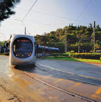 A tramway is an on-street rail system operating in shared traffic conditions and resembling a local bus service with frequent stops and a slower speed.