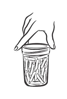 Lid Liquid Level Headspace 3. Using a flexible nonporous spatula gently press between the food and the jar to remove any trapped air bubbles as in FIG. 2. FIG. 2 4.