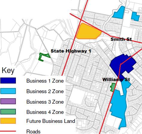 Map of Kaiapoi Business Zones The Waimakariri District Plan zones the area occupied by the Kaiapoi town centre as Business Zone 1.