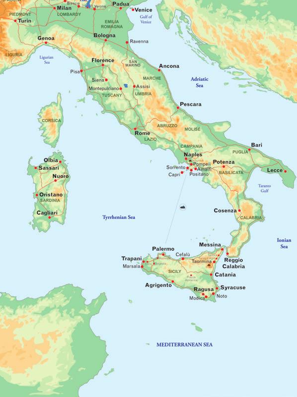 FANTASIA > 10 days / 9 nights Rome > Assisi > Siena > Florence > Bologna > Padua > Venice > Tuscany Wine Region (Montepulciano) > Rome > Naples > Pompeii > Sorrento > Capri > Rome +7 MEALS TOUR ROUTE