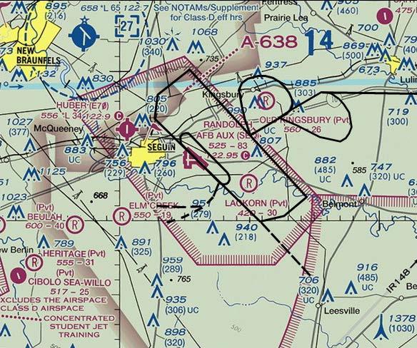 Seguin Aux Field (13/31) Charlie Brown VFR Traffic Pattern Seguin Advisory T-38s at 155-300 KIAS VHF 122.975 SFC-3000 MSL UHF 271.