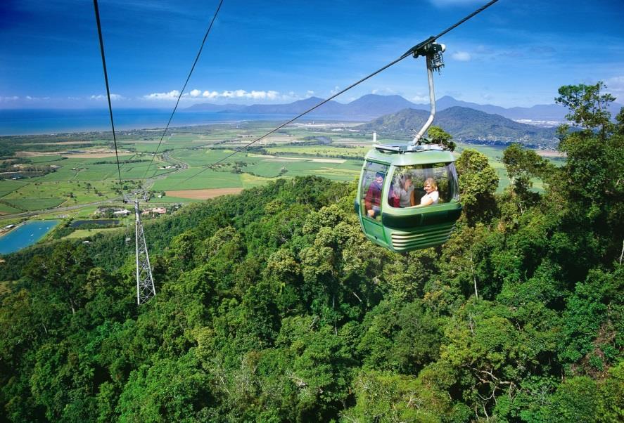 Take Kuranda Scenic Railway to the village in the rainforest Kuranda and then glide over the rainforest with Skyrail Rainforest Cableway.