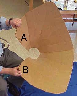 Do this slowly, helping the cardboard to the shape of a funnel by using one hand to form creases that radiate out from the half-circle.