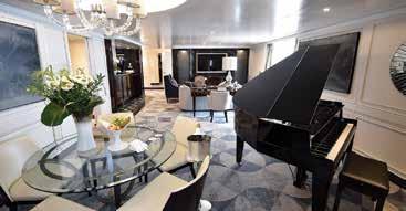 vista garden, a custom Steinway grand maroque piano, 3 walk-in closets with safe FREE roundtrip private sedan transfers between airport & ship FREE personal car & guide to explore ashore FREE