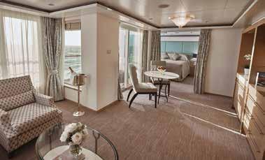 Seven Seas Voyager SUITES MASTER SUITE CATEGORY MS 1,335-1,403 SQ. FT. Suite: 1,152-1,216 sq. ft. Balcony: 183-187 sq. ft. Suite includes 2½ marble bathrooms and 2 spacious bedrooms GRAND SUITE CATEGORY GS 876 SQ.