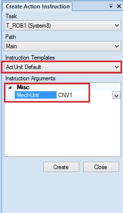 Slika 5.13: ActUnit Default Dodavanjem akcije ActUnit aktivira se CNV1 što predstavlja pokretnu traku koja do sad nije bila aktivna.