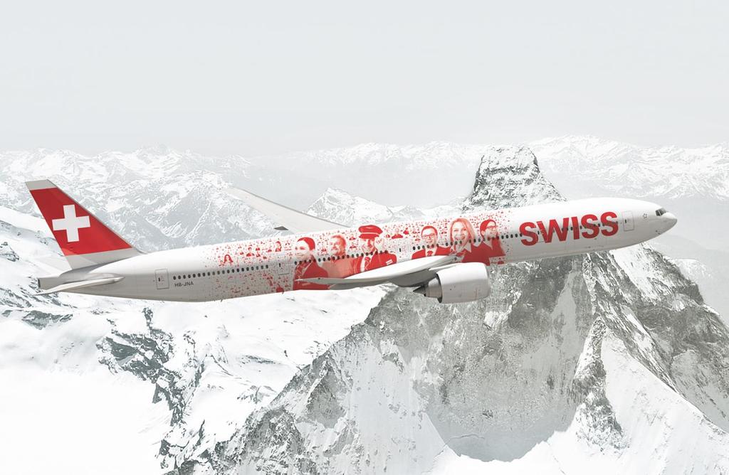 SWISS took delivery of its first B777 28 January and has celebrated by adding a livery depicting the faces of over 2,500 of its employees from around the world to