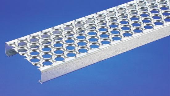 Round hole grip pattern Light weight, yet sturdy, reliable design Walkways, stair treads and industrial flooring 10 and 12
