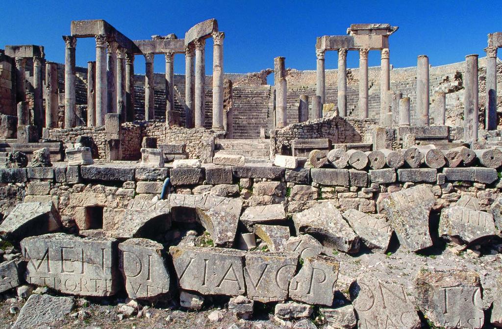 DOUGGA (THUGGA) Tunisia 500 BC AD 600 Numidian, Roman, Byzantine Constructed on an elevated plateau, 1800 feet above sea level, the Numidian capital of Dougga reached the peak of its prosperity in
