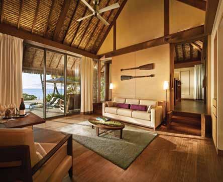 With access to the island by private plane, the resort features 35 villas on white-sand beaches frequented by sea turtles, manta rays and exotic birds.