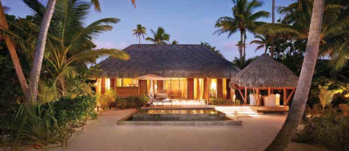 The all-inclusive resort offers two restaurants showcasing Polynesian and French cuisine, a beautiful Polynesian spa, a large lagoon-side pool, a lagoon view bar, a beach bar, tennis courts, a