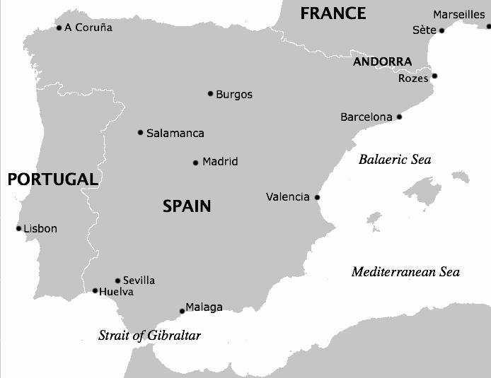 Appendices. Map of Spain Sarah Elizabeth Inglis, 2014.