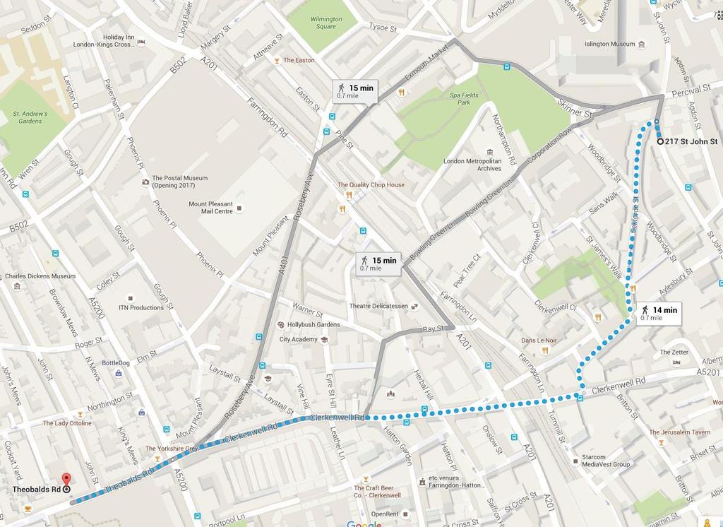 Journey to Clubclass The St John Stree Residence is located at 218 St John Street, EC1V4AT. The quickest route to Clubclass is by walking.