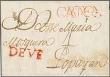 6 150 ( 140) Colonial 1795 & 1797: Entire letters (2), both from Cartagena to Popayan, each struck with rare contracted CARTAGENA handstamps in