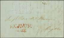 6 150 ( 140) 1831: Entire letter to Bogotá struck with superb REPUBLICA DE COLOMBIA / MOMPOS / FRANCA handstamp in red rated '2' reales in