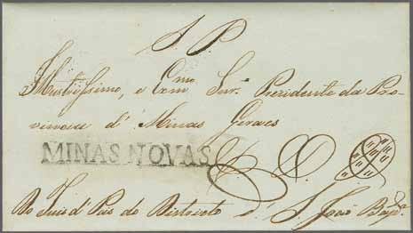 (Photo = 1 37) 6 600 ( 550) 1839: Entire letter endorsed 'S.P.' at top (Servizio Publico) struck with fair strike of rare framed BARBACENA handstamp in black.