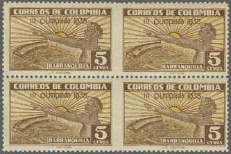 260+ F13 6 150 ( 140) 323 324 ex 324 1935: 3rd National Olympic Games, the complete set of 16 values to 10 peso black & grey and additional Red Cross 5 c. and 1935 10 c.
