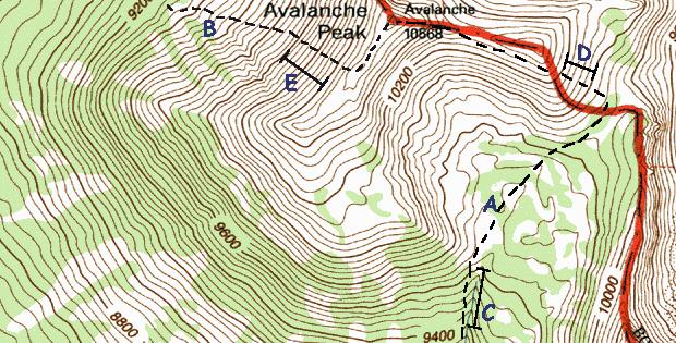 If you were to walk from (J) to (I), you would climb slightly above 8200 feet before dropping into the depression (8199 feet).