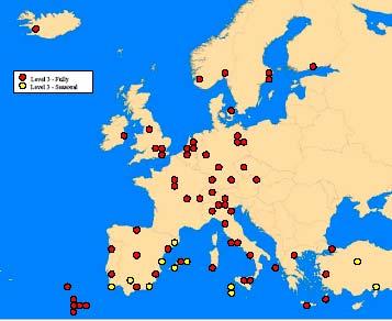 73 level three airports in Europe 18 additional airports in Greece have been left off the map limited part of the