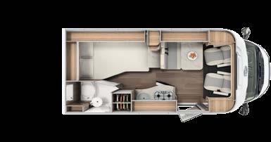 permitted Sleeping berths 345 380 ( ) ( ) ( ) The French-style bed at the rear offers a clever interior design in my