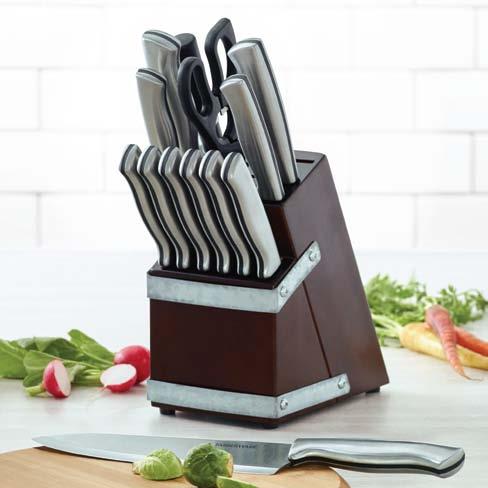 Farberware 14 Piece Farmers Market Galvanized Rustic Block Farberware brings the charm of the farmers market into the kitchen with a new assortment of weathered look wood knife block sets.