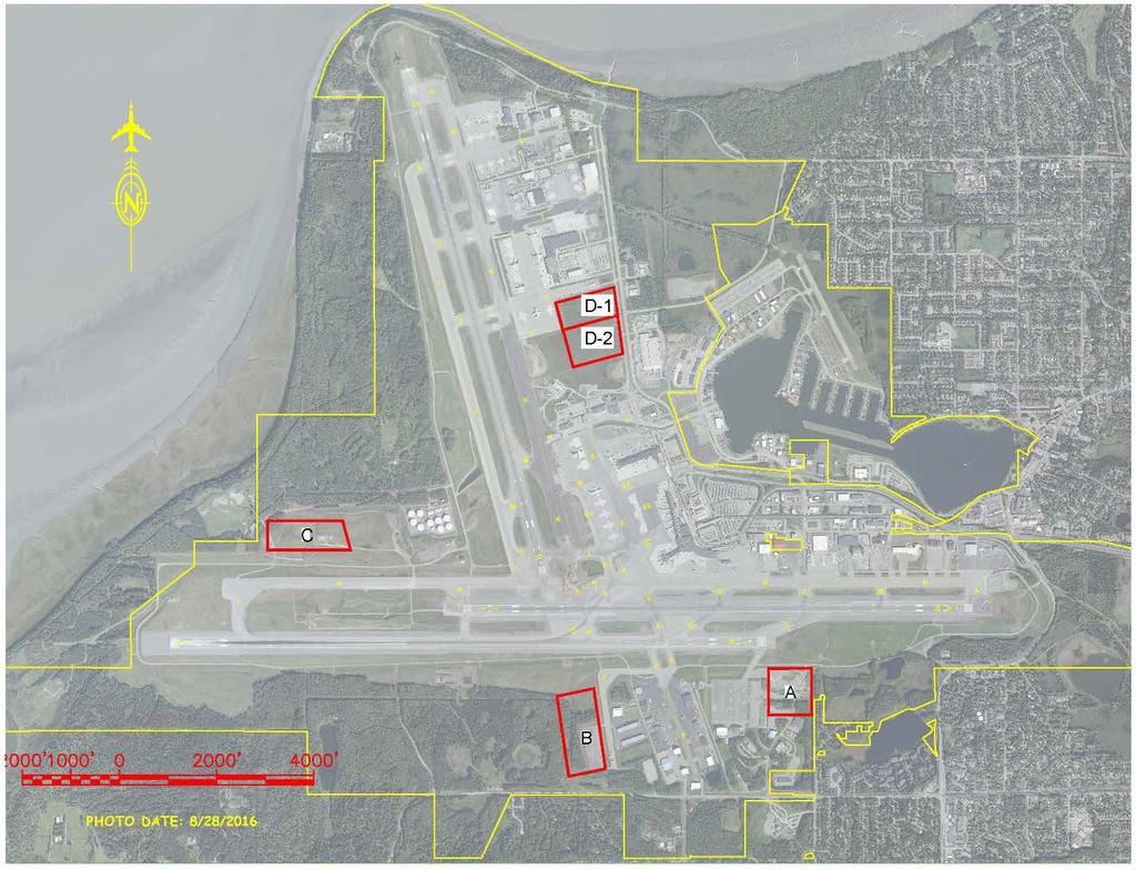 SITE MAP and DESCRIPTIONS A. Kulis Air Park a. 940,000 sf b. Vacated U.S. Air Force base c. Existing pavement, buildings, hangars B. Taxiway Z a. 450,000 sf C. West Runway a. 1,000,000 sf b.