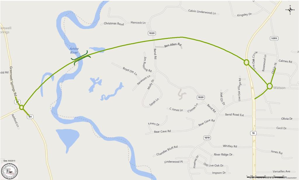 Project K Hooper Rd Extension New Amite River Crossing Extending Hooper Rd to LA 16 Approximate