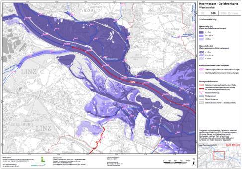 Flood extent, flow depths,